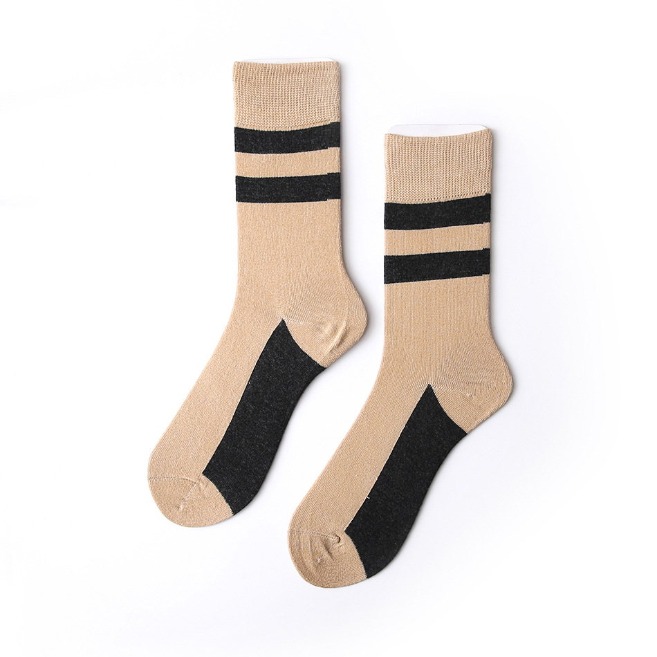 JUJUMU Sporty Stitching Soles Of The Feet Of Men And Women In Tube Socks Couple Paragraph Two Bars Of Pure Cotton Socks
